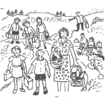Dibujo para colorear Dibujo De Maestra Con Alumnos En Un Dia De Campo Para Pintar Y Colorear Profesora Con Sus Estudiantes En Una Excursion De Campo