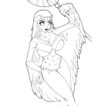 Dibujo para colorear Mujer Pajaro Para Pintar Y Colorear Dibujo De La Mujer Pajaro Con Plumas Y Disfraz De Pajarita