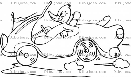 Dibujo para colorear El Carro De Pato Dibujo De Un Pato Manejando Un Carro Descapotable Para Pintar Y Colorear Patito Con Coche Convertible