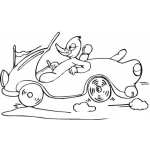 Dibujo para colorear El Carro De Pato Dibujo De Un Pato Manejando Un Carro Descapotable Para Pintar Y Colorear Patito Con Coche Convertible