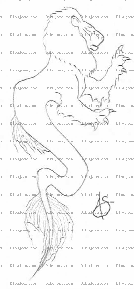Dibujo para colorear Leonsirena Dibujo De Leon Con Cola De Sirena Para Pintar Y Colorear A Un Leon Sirenito
