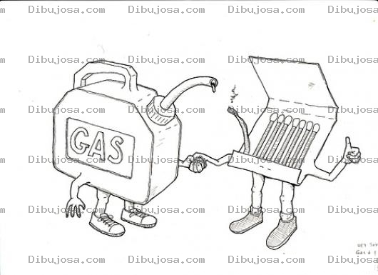 Dibujo para colorear Dibujo De Gasolina Con Fosforos Para Pintar Y Colorear