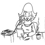 Dibujo para colorear Dibujo De Secretaria Hablando Por Telefono Leyendo Un Script De Telemarketing Para Pintar Y Colorear