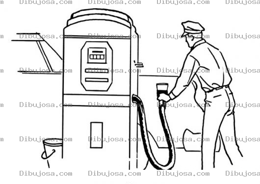 Dibujo para colorear Dibujo De Gasolinero Echando Gasolina Para Pintar Y Colorear