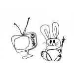 Dibujo para colorear Dibujo De Conejito Viendo Tele Para Pintar Y Colorear Conejo Con Television