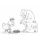 Dibujo para colorear Inteligencia Criminal Dibujo De Policia Con Cola De Mono Jugando Ajedrez Con Hombre Pensador Para Pintar Y Colorear