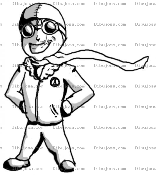 Dibujo para colorear Dibujo De Piloto Aviador Con Diente De Oro Para Pintar Y Colorear