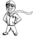 Dibujo para colorear Dibujo De Piloto Aviador Con Diente De Oro Para Pintar Y Colorear