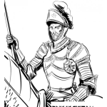 Dibujo para colorear Dibujo De Caballero Con Armadura De Hierro Para Pintar Y Colorear Caballero Medieval