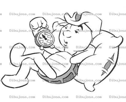 Dibujo para colorear Dibujo De Tortuga Recostada Sobre Una Almohada Viendo Un Reloj Para Pintar Y Colorear
