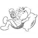 Dibujo para colorear Dibujo De Tortuga Recostada Sobre Una Almohada Viendo Un Reloj Para Pintar Y Colorear