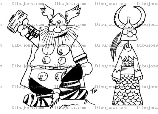 Dibujo para colorear Olafo El Amargado Para Pintar Y Colorear Dibujo Del Vikingo Olafo Y Su Hija