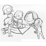 Dibujo para colorear Dibujo De Mama Con 4 Hijos Para Pintar Y Colorear