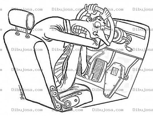 Dibujo para colorear La Velocidad Es La Muerte Dibujo De Hombre Con Miedo De Presionar El Acelerador Para Pintar Y Colorear