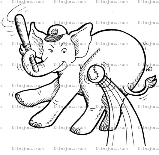 Dibujo para colorear Elefante Beisbolista Dibujo De Elefante Jugando Beisbol Para Pintar Y Colorear Elefantito Pelotero