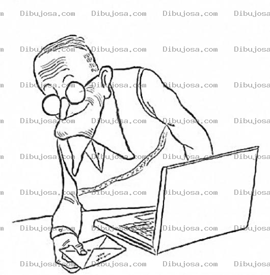 Dibujo para colorear Computacion Para Adultos Mayores Dibujo De Abuelito Enviando Un Correo Por La Computadora Para Pintar Y Colorear