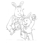 Dibujo para colorear Dibujo De Papa Conejo Con Su Hijo Conejito Para Pintar Y Colorear