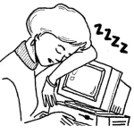 Dibujo para colorear Empleada Durmiendo En El Trabajo Dibujo De Secretaria Cansada Durmiendo Frente A La Computadora Para Pintar Y Colorear