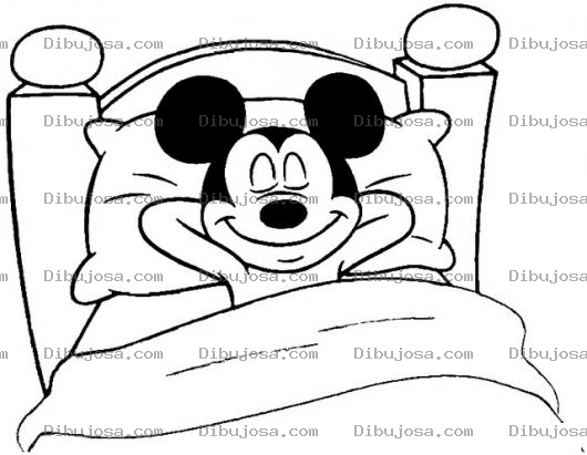 Dibujo para colorear Dibujo De Mickey Mouse Durmiendo En Su Cama Para Pintar Y Colorear A Mickeymouse Acostado