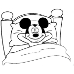 Dibujo para colorear Dibujo De Mickey Mouse Durmiendo En Su Cama Para Pintar Y Colorear A Mickeymouse Acostado