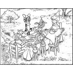 Dibujo para colorear Pastel De Cumpleanos Con Winipu Dibujo De Nino Celebrando Su Cumpleanos Con Winnie Pooh Y Sus Amigos Para Pintar Y Colorear