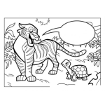 Dibujo para colorear Dibujo De Tigre Hablando Con Una Tortuga Para Pintar Y Colorear