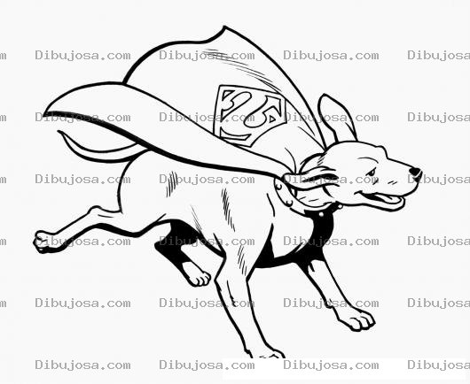 Dibujo para colorear Superperro Dibujo De Super Perro Para Pintar Y Colorear A Un Perro Volador Con Capa De Superman