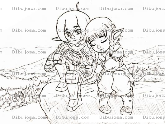 Dibujo para colorear Duendes Enamorados Para Pintar Y Colorear
