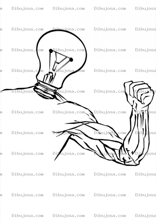Dibujo para colorear La Fuerza De La Luz Dibujo De Un Bombillo De Luz Musculoso Para Pintar Y Colorear