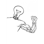 Dibujo para colorear La Fuerza De La Luz Dibujo De Un Bombillo De Luz Musculoso Para Pintar Y Colorear