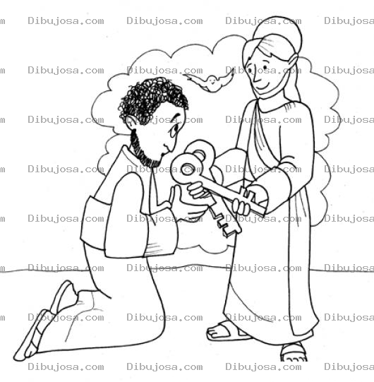 Dibujo para colorear Dibujo De Pedro Recibiendo Las Llaves Del Cielo Para Pintar Y Colorear