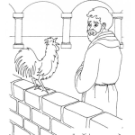 Dibujo para colorear Dibujo De Pedro Negando A Jesus Cuando El Gallo Canto Tres Veces Para Pintar Y Colorear