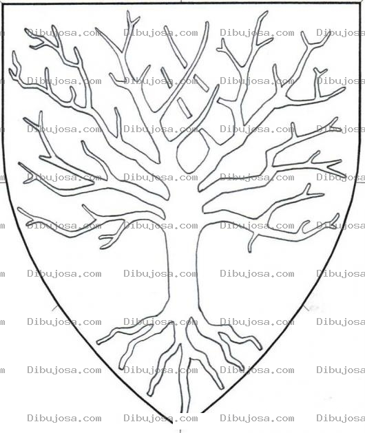 Dibujo para colorear Escudo De Arbol Sin Hojas Para Pintar Y Colorear