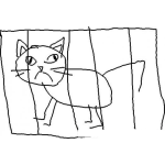 Dibujo para colorear Jaula De Gato Dibujo De Gato Encarcelado Para Pintar Y Colorear Gato Enjaulado
