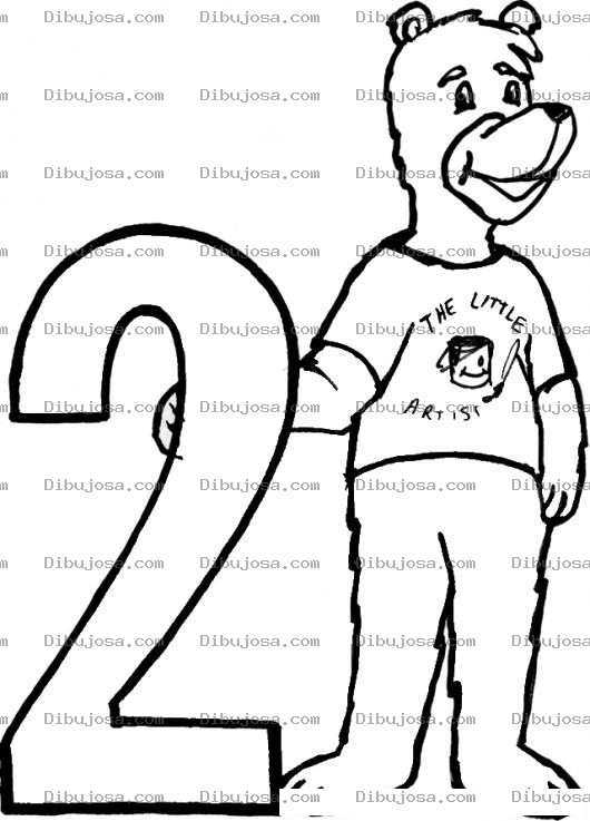 Dibujo para colorear El Numero Dos Para Pintar Y Colorear Numero 2