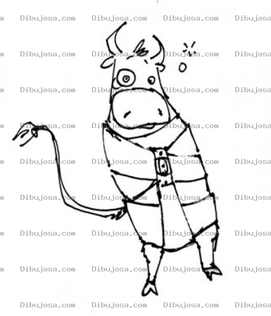 Dibujo para colorear Dibujo De Vaca Borracha Con Camisa De Fuerza Para Pintar Y Colorear