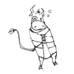 Dibujo para colorear Dibujo De Vaca Borracha Con Camisa De Fuerza Para Pintar Y Colorear