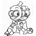 Dibujo para colorear Hermanitos Gemelos Abrazados Para Pintar Y Colorear