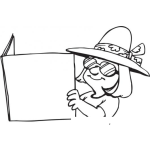 Dibujo para colorear Dibujo De Mujere Con Sombrero Y Anteojos De Sol Leyendo Una Revista Para Pintar Y Colorear