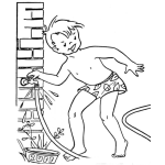 Dibujo para colorear Dibujo Para Pintar Y Colorear A Un Chico Acalorado Abriendo El Chorro Que Tiene Una Manguera Para Llenar Una Piscina