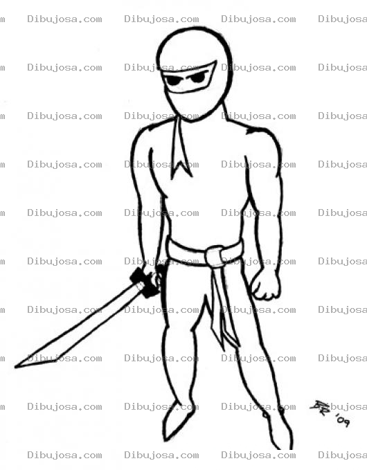Dibujo para colorear Ninja Con Espada Para Pintar Y Colorear