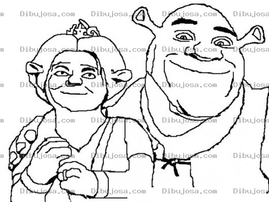 Dibujo para colorear Colorear a Shrek y a Fiona