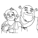 Dibujo para colorear Colorear a Shrek y a Fiona
