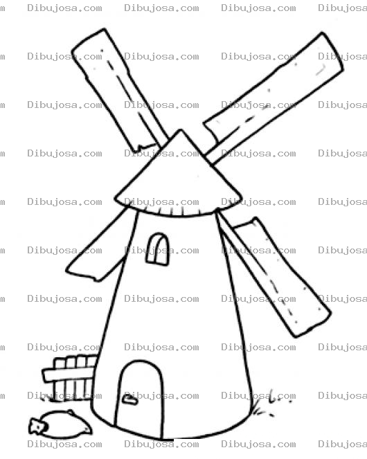 Dibujo para colorear Molino De Viento Para Pintar Y Colorear