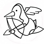Dibujo para colorear Pinguino Cupido Para Pintar Y Colorear