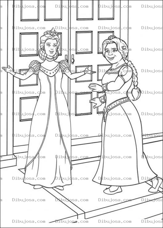 Dibujo para colorear Colorear a La princesa Fiona