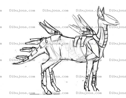 Dibujo para colorear Robot De Perro Para Pintar Y Colorear Perro Mutante Con Forma De Caballo Lleno De Alas Para Pintar Y Colorear Perro Transformer
