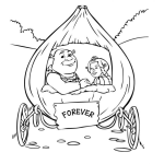 Dibujo para colorear Colorear a Fiona y a Shrek Recien casados