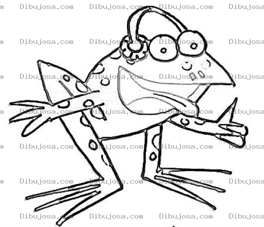 Dibujo para colorear Rana Con Audifonos Dibujo De Rana Oyendo Musica Para Pintar Y Colorear Sapo Escuchando Musica