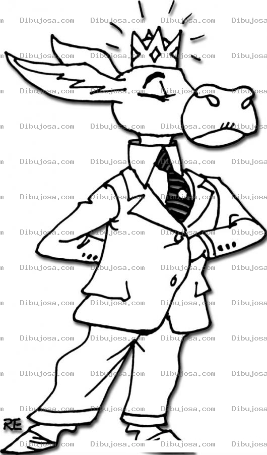 Dibujo para colorear Reyburro Burrorey Dibujo De Rey Burro Con Corona Y Saco Para Pintar Y Colorear Burro Bien Vestido